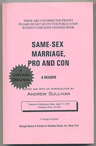 cover image Same-Sex Marriage: Pro and Con: A Reader
