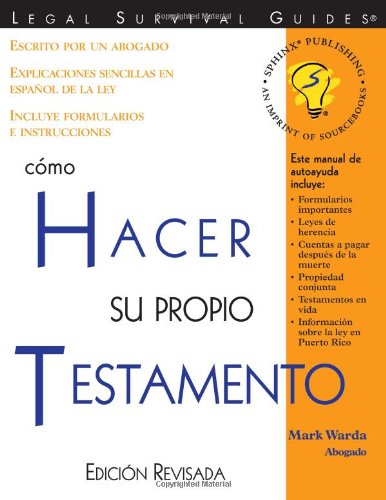 cover image Como Hacer Su Propio Testamento = How to Make Your Own Will