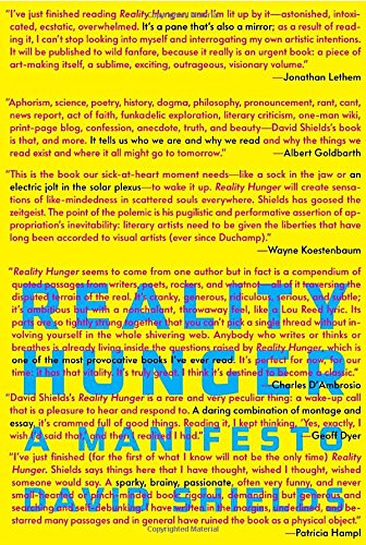 cover image Reality Hunger: A Manifesto