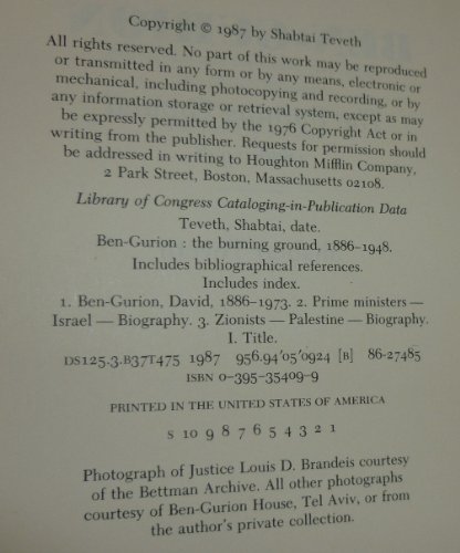 cover image Ben-Gurion: The Burning Ground, 1886-1948
