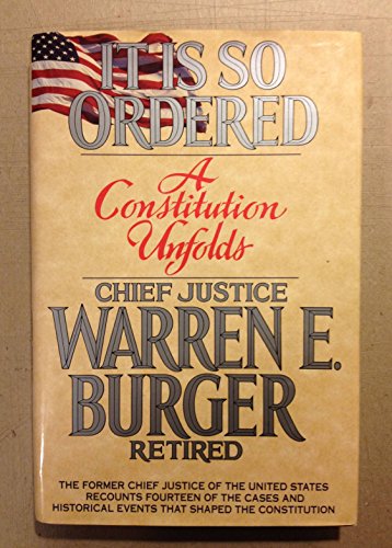 cover image It is So Ordered: A Constitution Unfolds